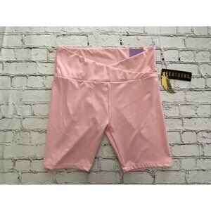 Feathers Pink XL Fitness Bike Shorts Soft Stretch Leggings Workout‎ Yoga NWT
